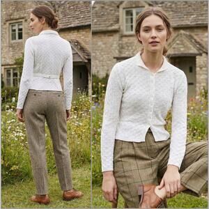 Marion Foale pocket squared textured knit cardigan in white